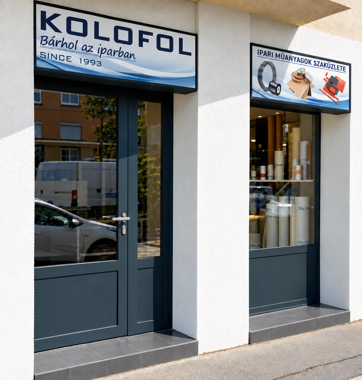 KOLOFOL üzlet bejárata – 1149 Budapest, Nagy Lajos király útja 103.