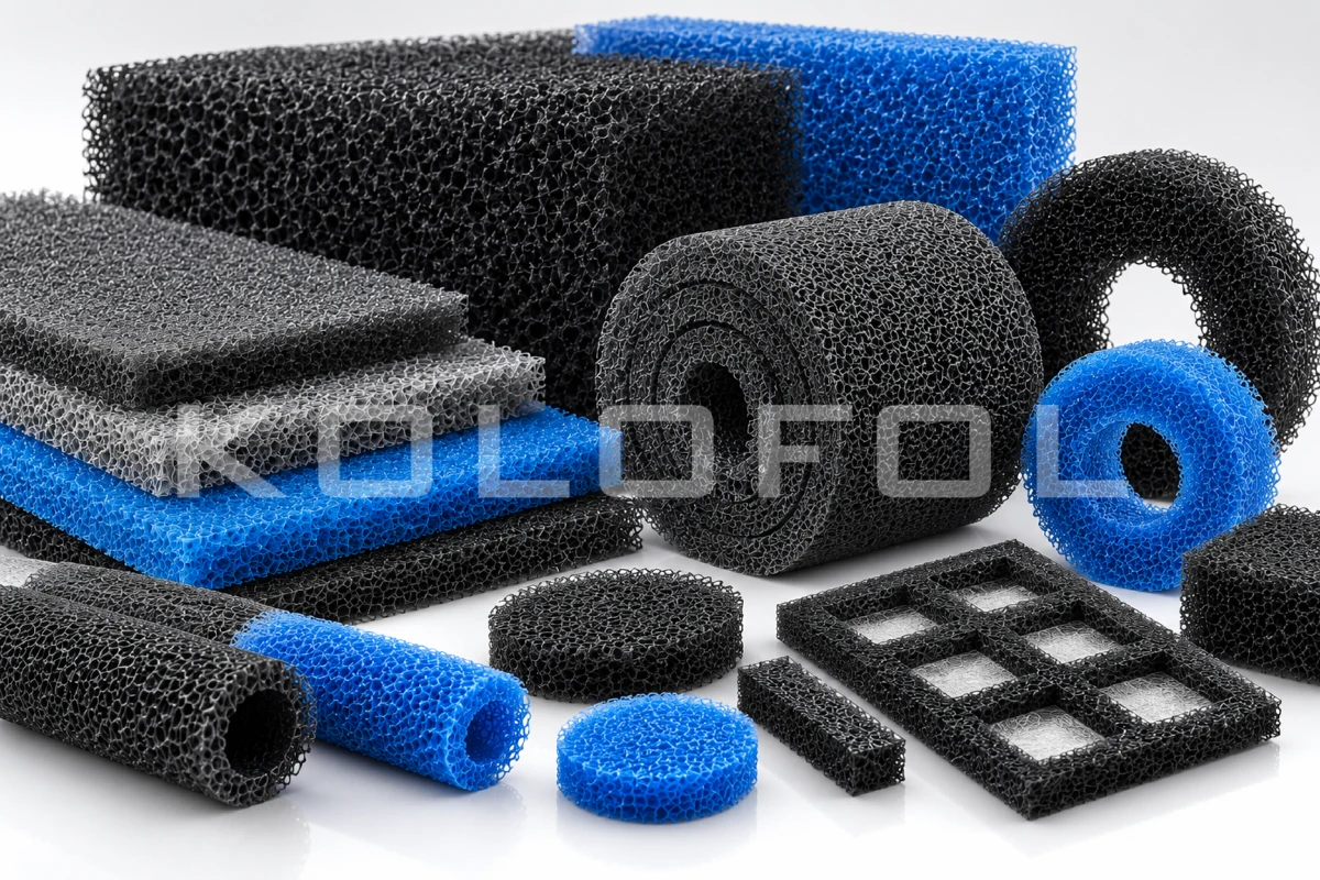 Reticulated open-cell polyurethane filter foam